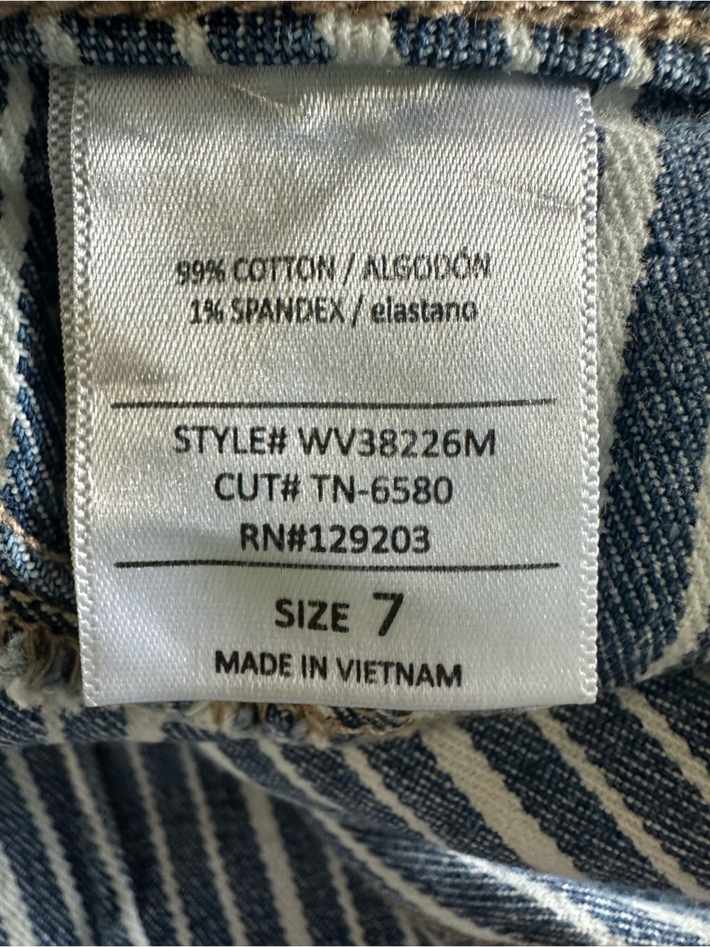 Windsor Denim Striped High Rise Flare Jeans Size 7 Blue White Railroad Stripe - Picture 7 of 8